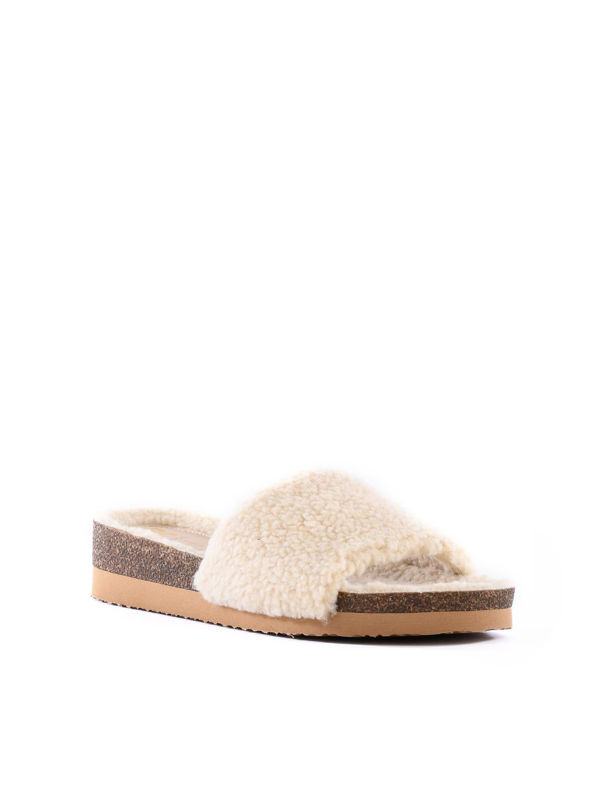 BC FOOTWEAR Get Going Cozy Womens Faux Fur Slip On Slide Sandals