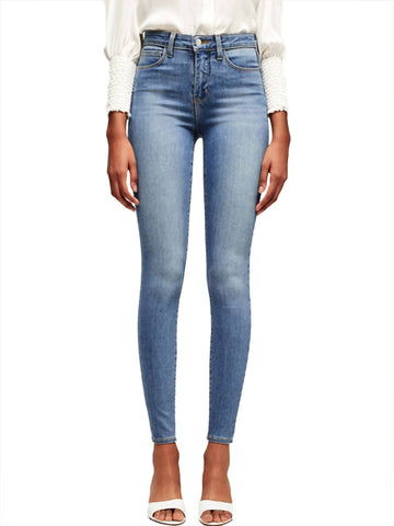 L marguerite high rise skinny jean in seafoam