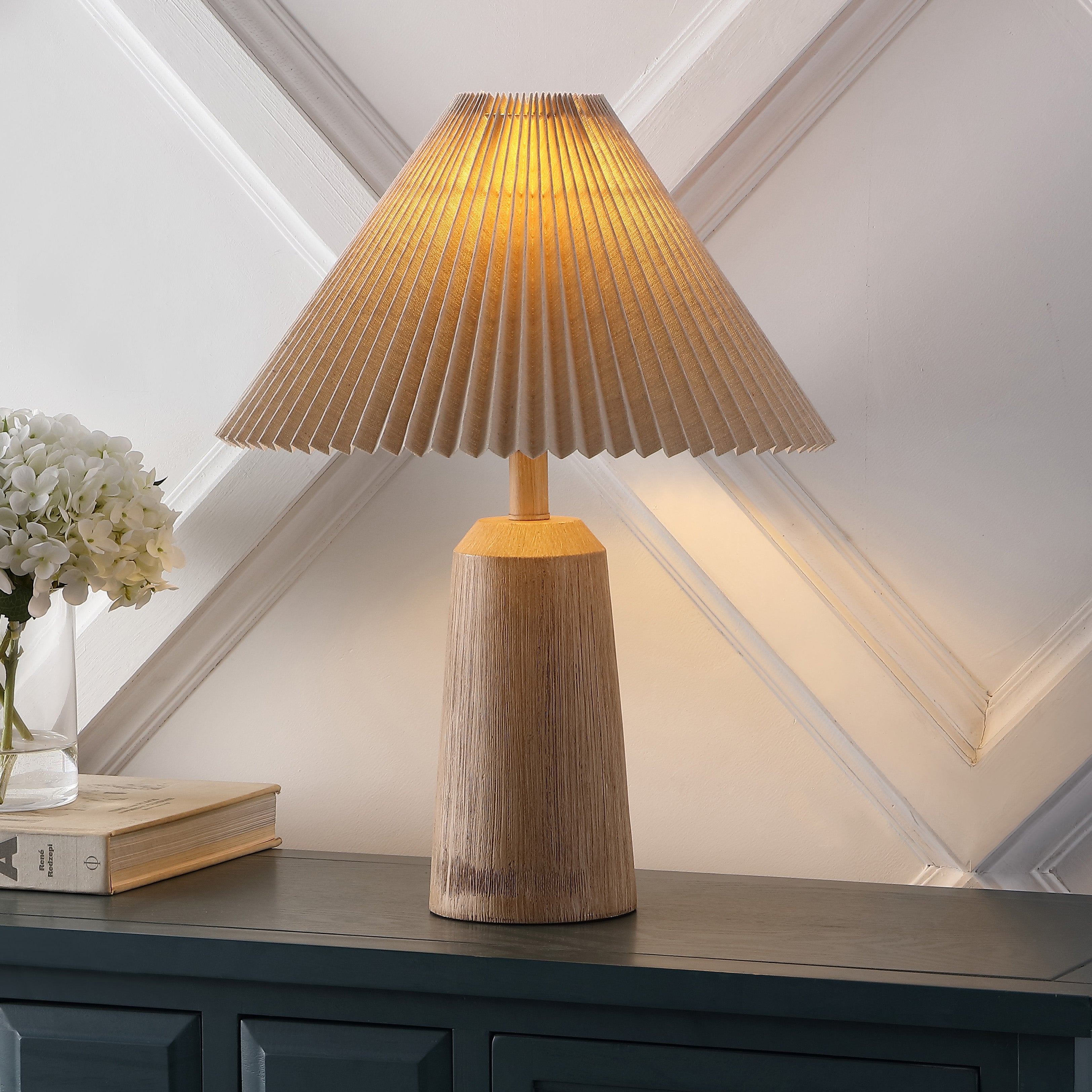 Shop Jonathan Y Arvid 20.5" Rustic Scandinavian Resin/iron Lighthouse Led Table Lamp With Pleated Shade, Beige Wood 