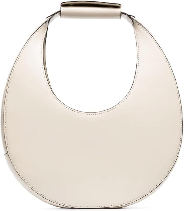 Shop Staud Women's Cream Leather Moon Handbag In White