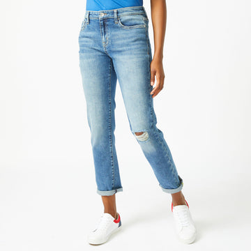 Nautica womens jeans co. mid-rise straight distressed denim