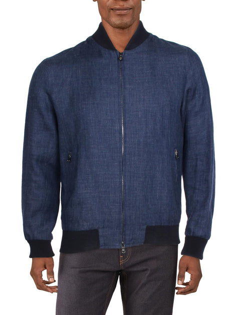 Eidos Mens Lightweight Linen Blend Bomber Jacket | Shop Premium Outlets