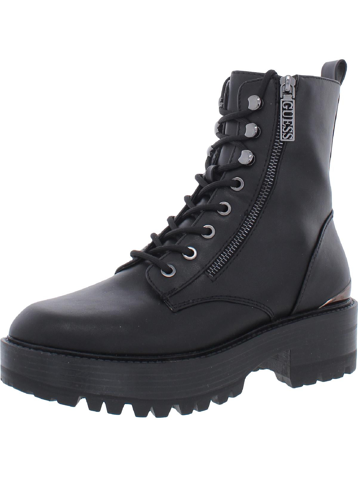 GUESS Fearne  Womens Leather Ankle Combat & Lace-up Boots