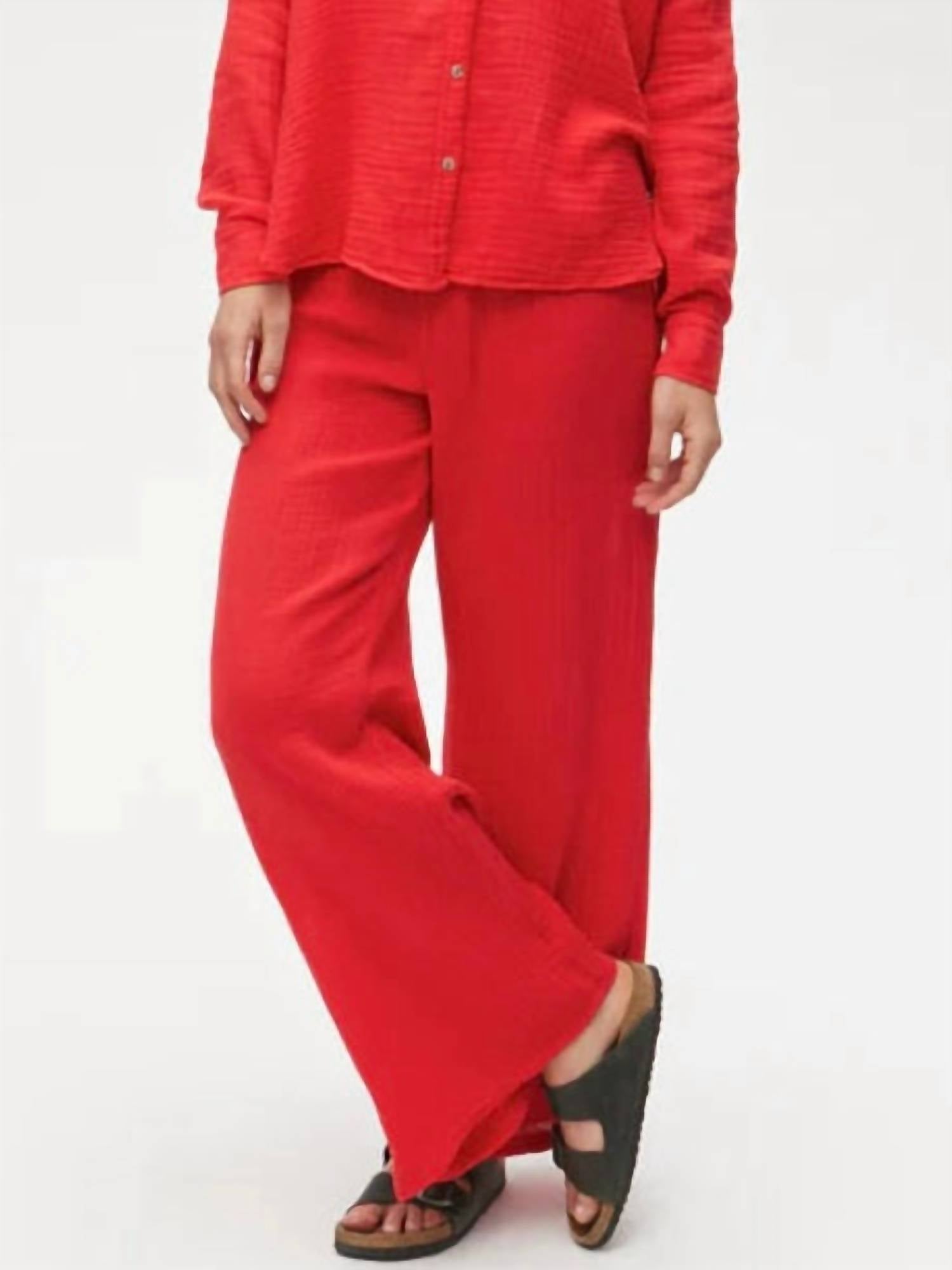 MICHAEL STARS Susie Gauze Wide Leg Pant in Salsa