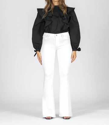 Black Orchid grace super flare jean in snow white