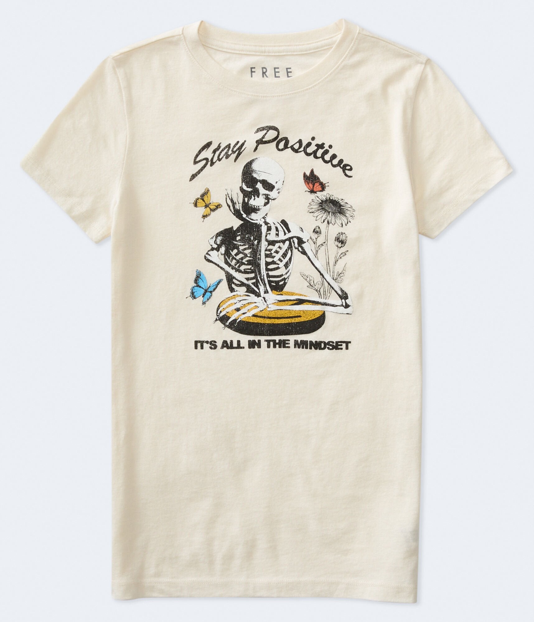 Shop Aéropostale Stay Positive Skeleton Graphic Tee In Multi