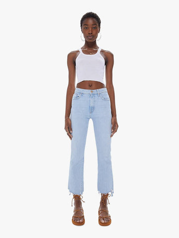 Mother insider crop step chew denim in mentally elsewhere