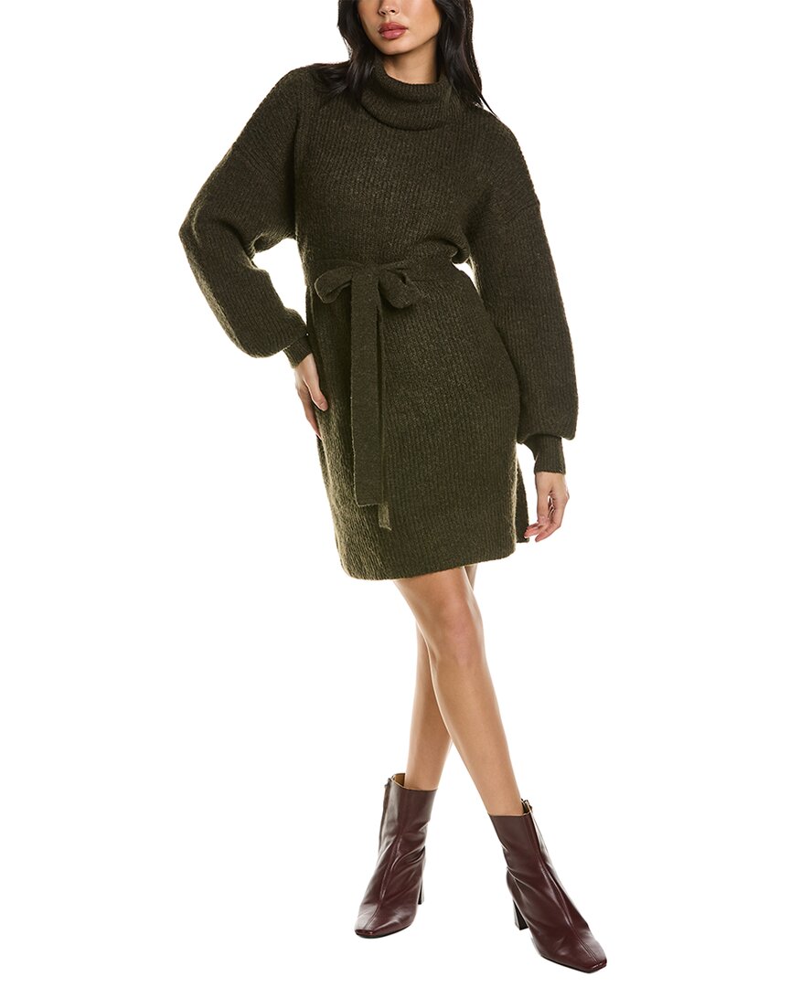 Anna Kay Turtleneck Knit Wool-blend Dress In Green