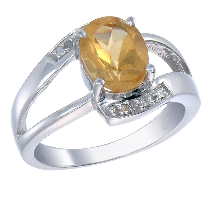 Vir Jewels Sterling Silver Citrine & Diamond Ring (1.60 Ct) In Gold