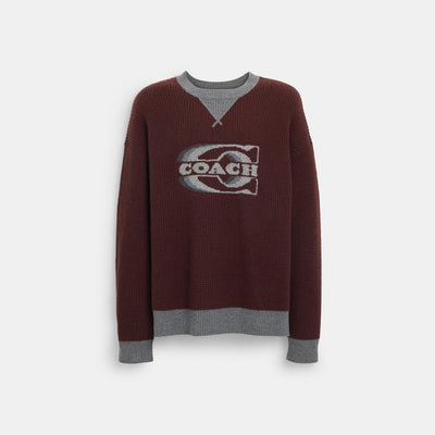 코치 COACH Outlet gradient signature crewneck sweater,grey red