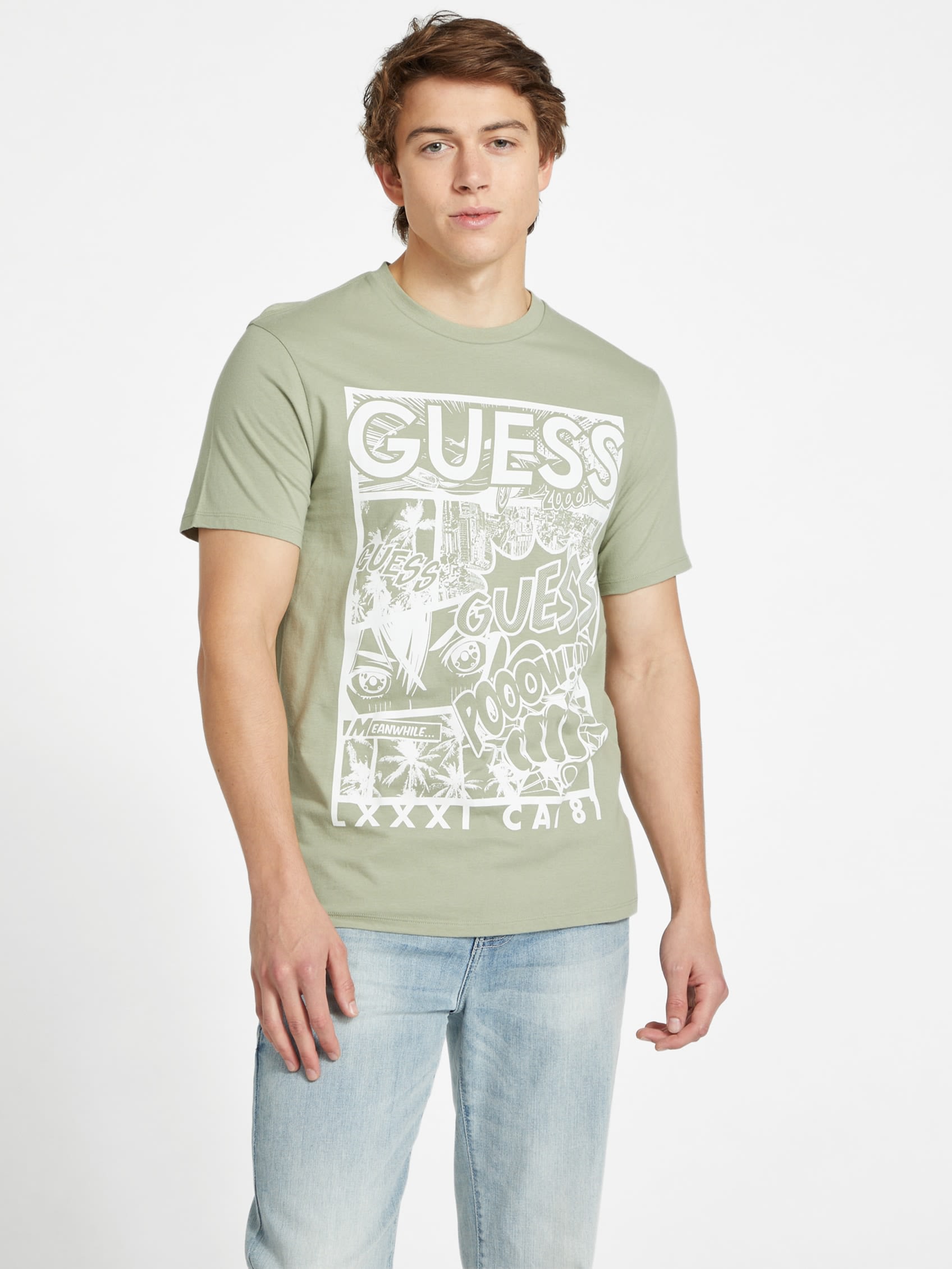 Shop Guess Factory Eco Ganders Comic Tee In Green