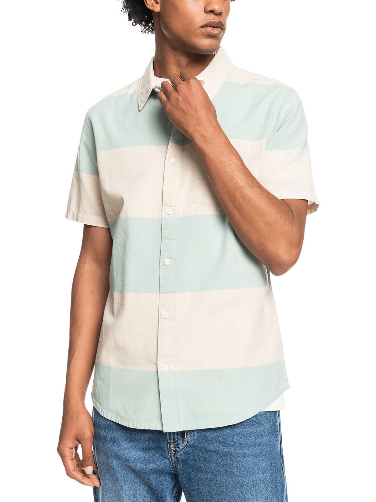 Shop Quiksilver Kalua Kobi Mens Colorblock Regular Fit Button-down Shirt In Blue
