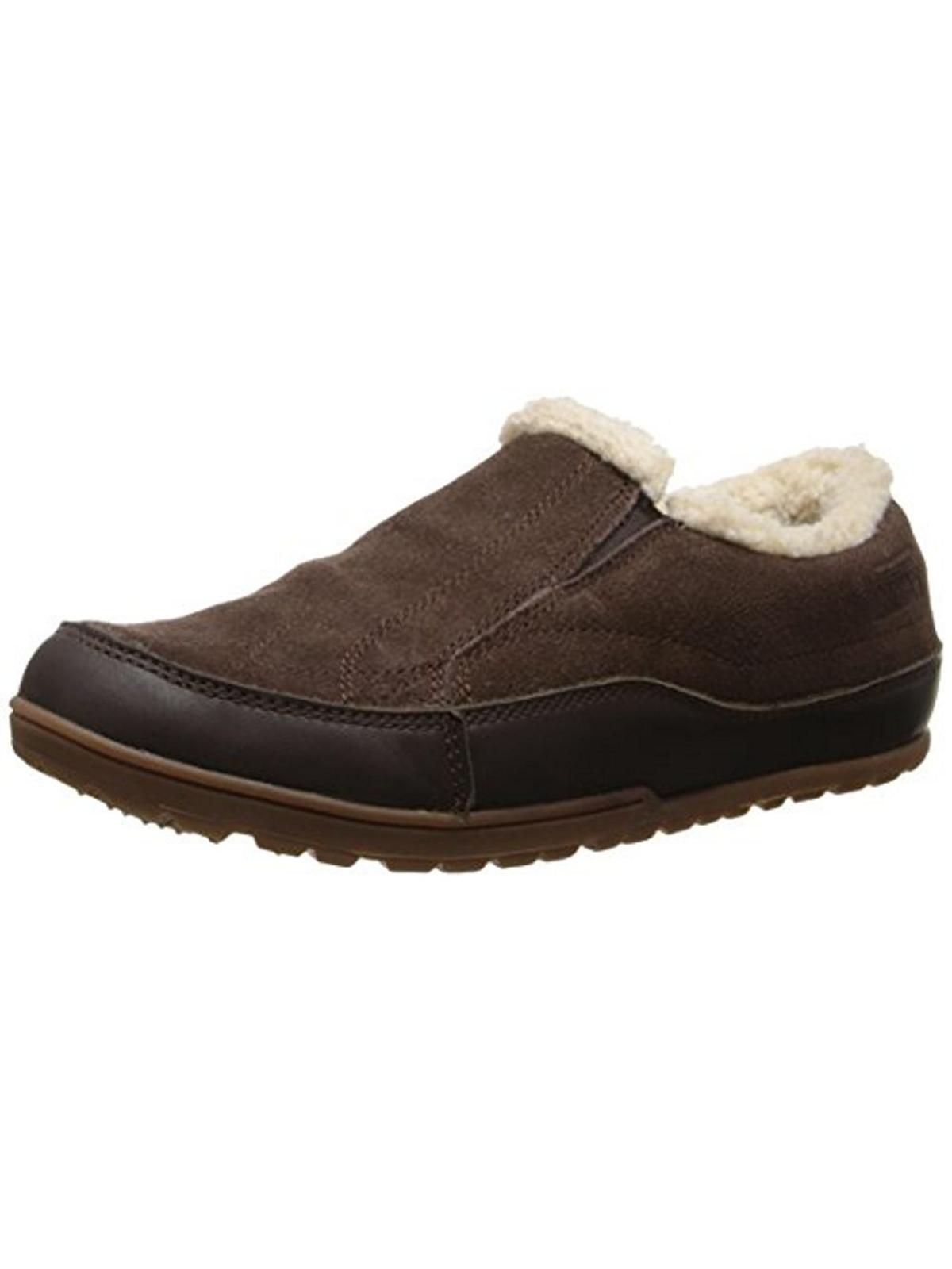Shop Patagonia Activist Fleece Womens Leather Faux Fur Moccasins In Brown