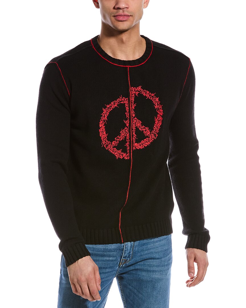 JOHN VARVATOS John Varvatos Broken Peace Sign Wool-Blend Sweater