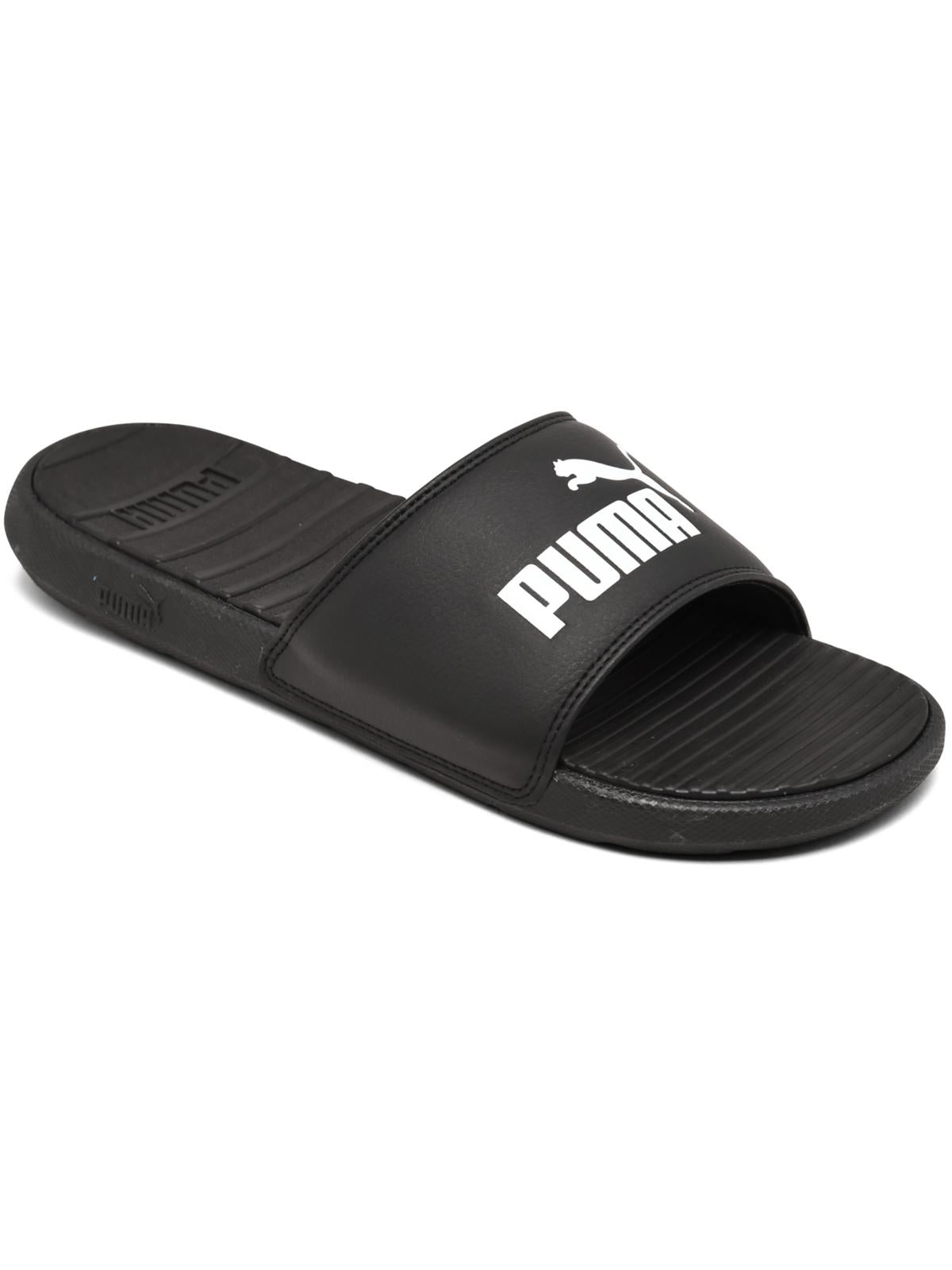 Shop Puma Mens Faux Leather Slip On Pool Slides In Multi