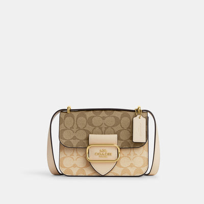 Coach CH160 Mini Rowan Satchel In Blocked Signature Canvas IN Gold/Light  Khaki Multi 