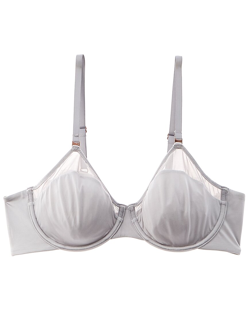 Le Mystere Satin & Mesh Unlined Bra In Grey