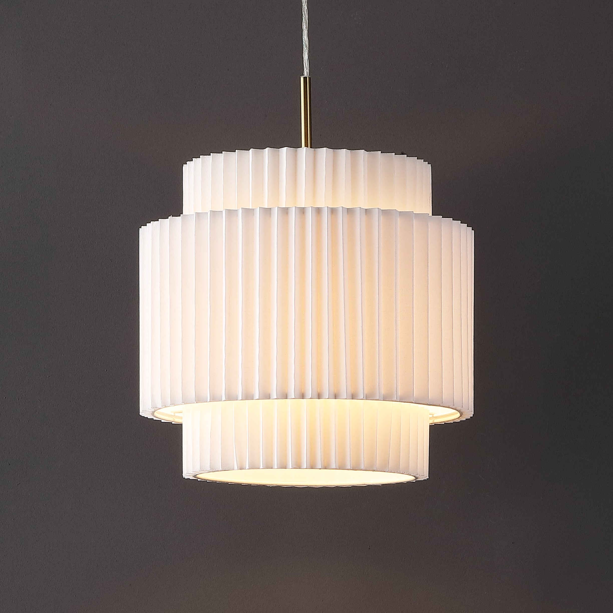 Shop Jonathan Y Boden 14.5" 1-light Vintage Mid-century Iron Led Pendant With Pleated Shade, Brass Gold/white