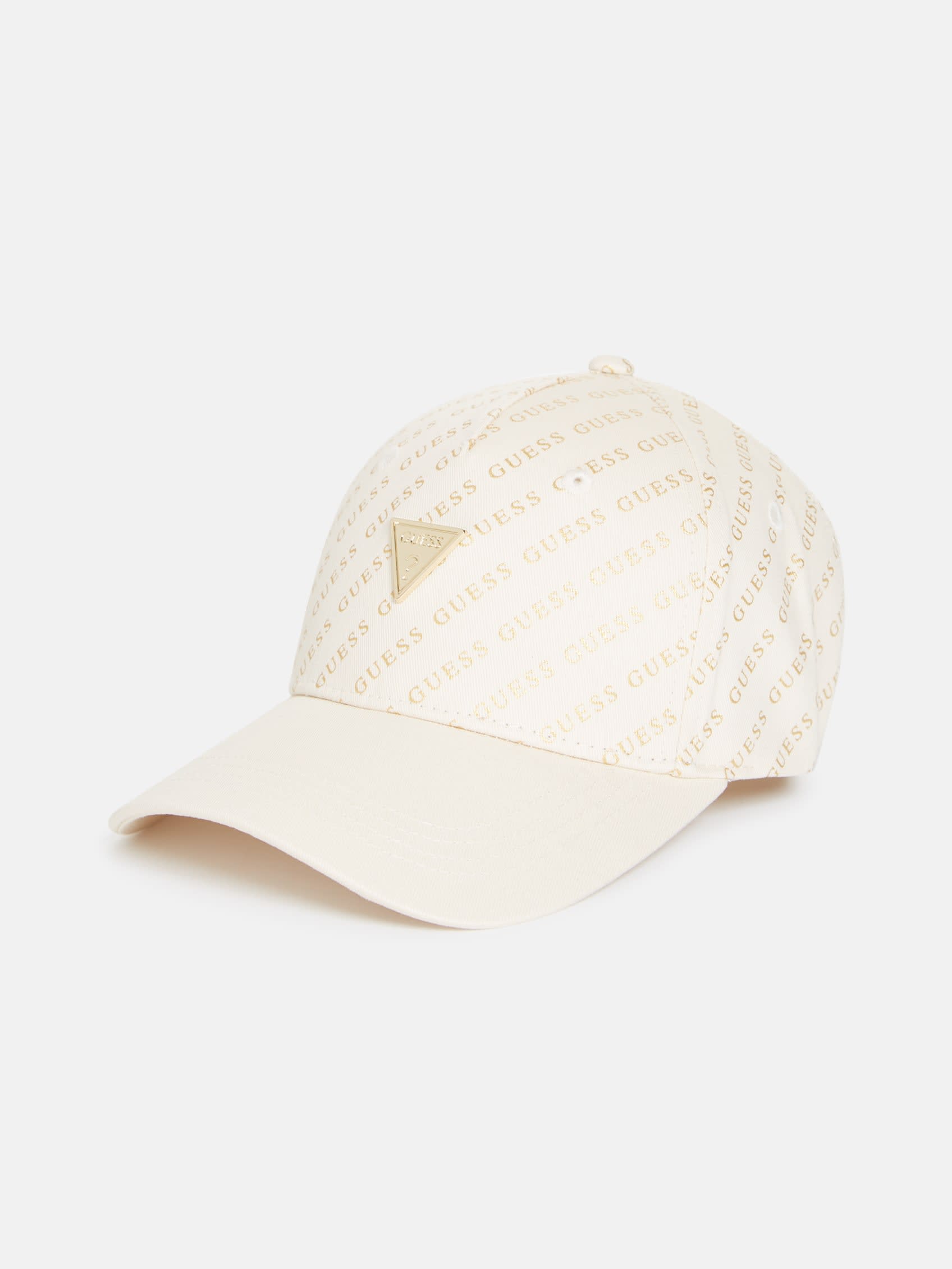 Shop Guess Factory Glitter Logo Baseball Hat In Beige