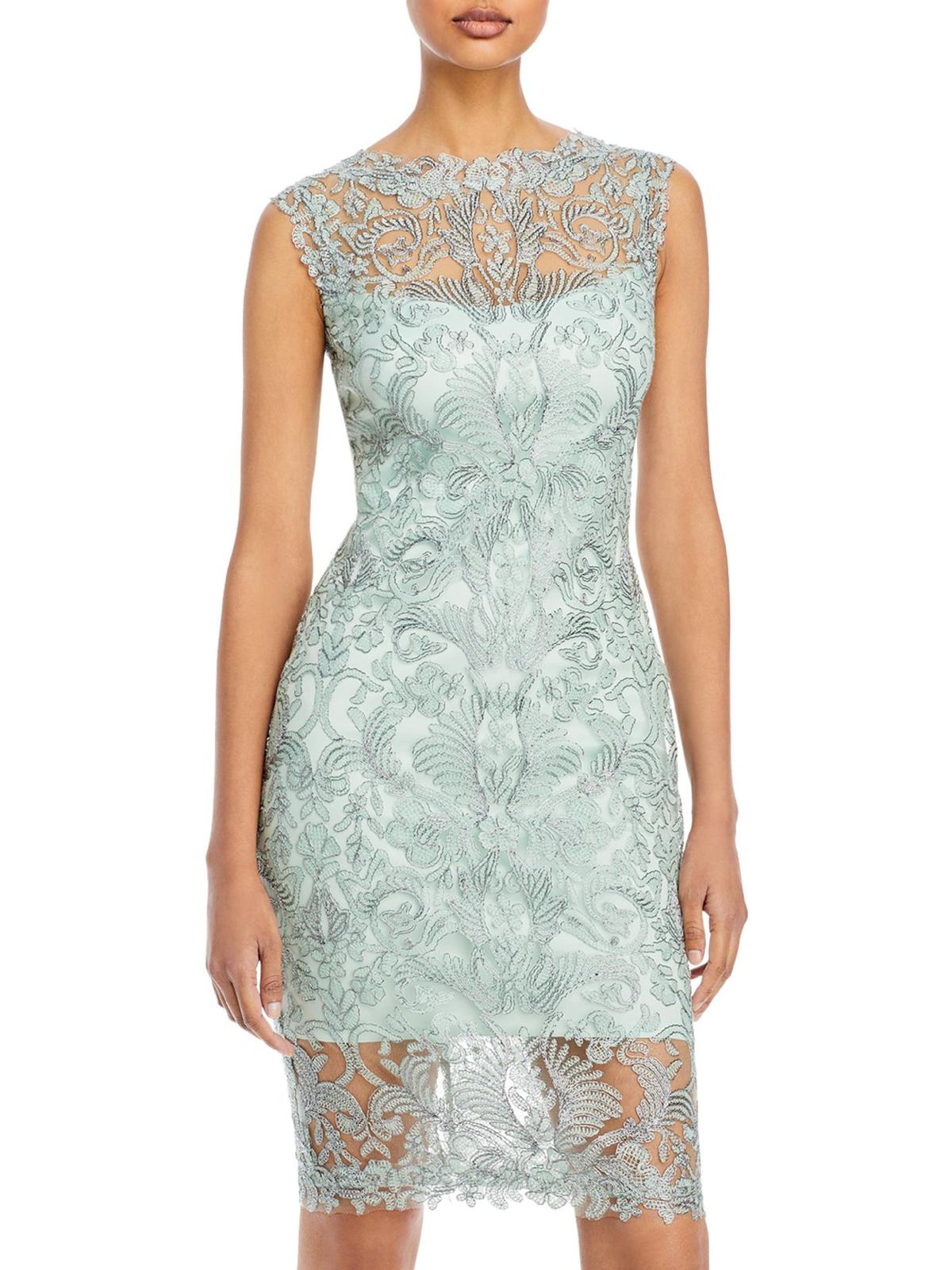 TADASHI SHOJI Womens Lace Overlay Sleeveless Cocktail Dress