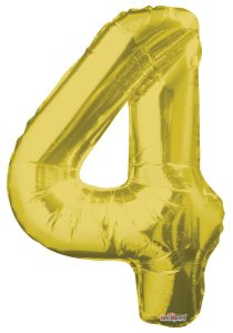 34" Jumbo Number Balloon Gold - #4
