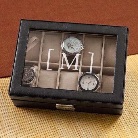 Personalized Planet Black Leather Monogram Watch Case, Best Price and  Reviews