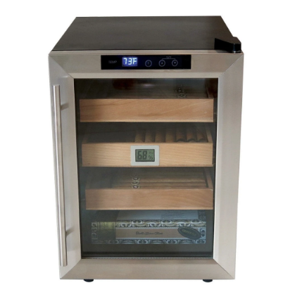 Stainless Steel Tempered Glass Cigar Humidor