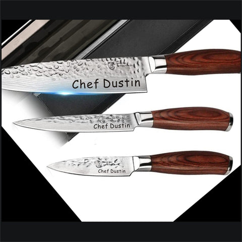 Personalized CHEF KNIVE SET Custom Engraved Chefs Knife Knives