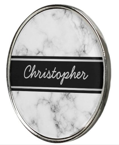 White Marble Gray Golf Ball Marker