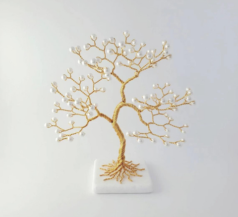 Golden Gilt Wire Pearl Tree for 50th Anniversary