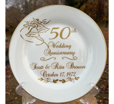 Personalized Ceramic 50th Anniversary Gold-Plated Keepsake