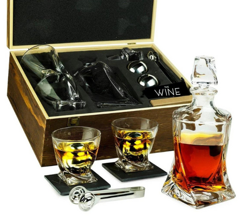 Whiskey Stone Gift Set - Stainless Steel Whiskey Stones with Revolver  Freezer Base, Reusable Ice Cube for Whiskey Gift Set for Men, Dad, Husband