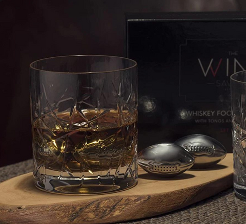 Whiskey Glasses And Football Chilling Stones Gift Set