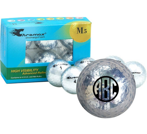 Chromax Metallic Silver Monogram Personalized M5 Golf Balls
