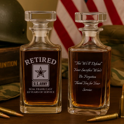 Engraved Army Retirement Decanter