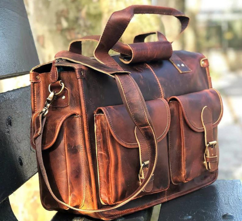 Personalized Laptop Bag for Men Vintage Leather Bag Made in 