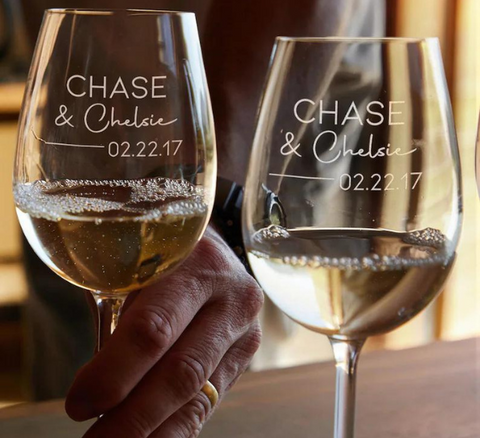 Personalized Couples Wine Glasses, Custom Anniversary Wine Glasses