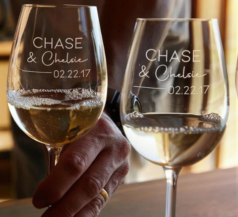 Personalized White Wine Monogrammed Glasses