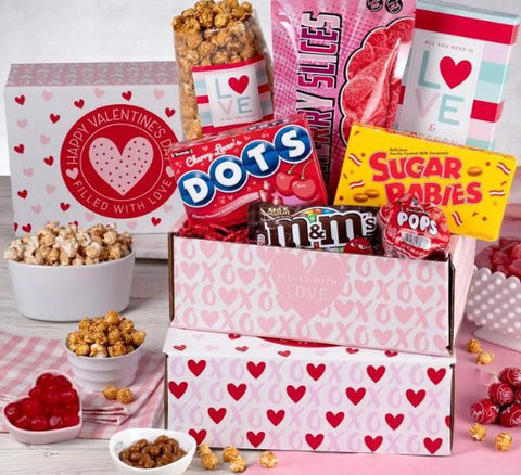 Gift Box Filled With Love Popcorn And Candy