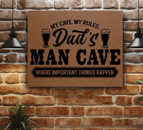 Man Cave Leather Wall Sign
