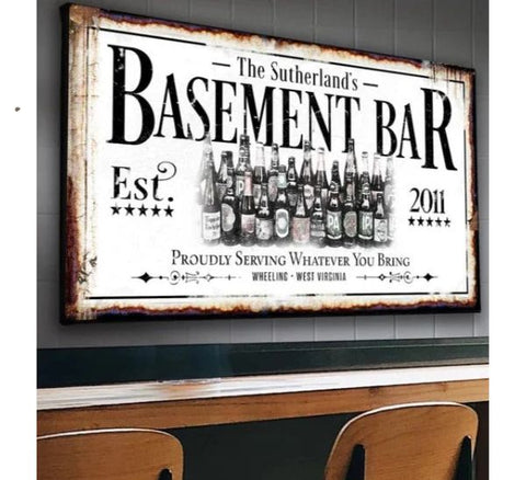 Custom Basement Bar Sign