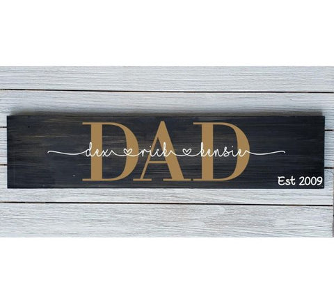 Custom Stained Wood Dad Sign with Kids Names