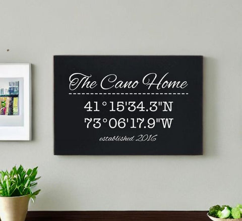 Our Home Coordinates Sign