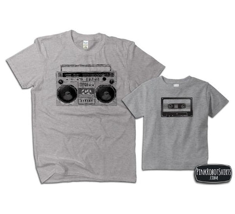 Boom Box and Cassette Tape Matching Shirts