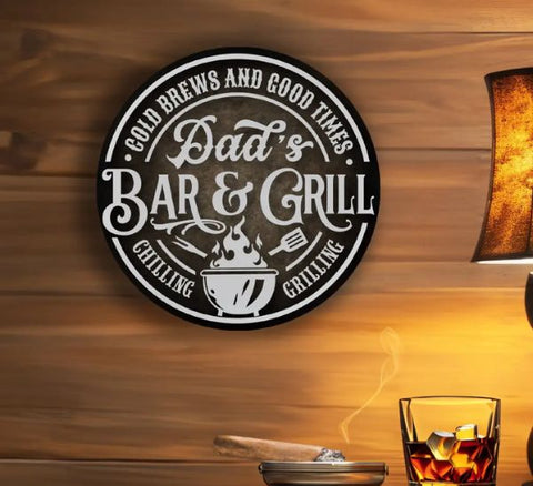 Dad's Bar And Grill Metal Sign