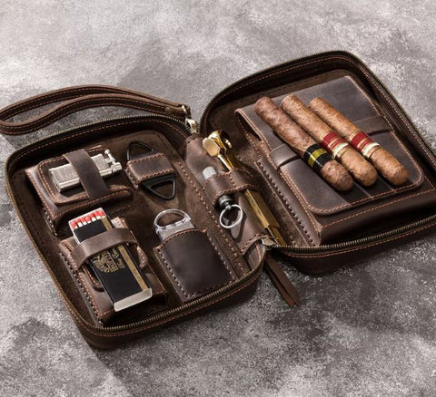 Leather Travel Cigar Case