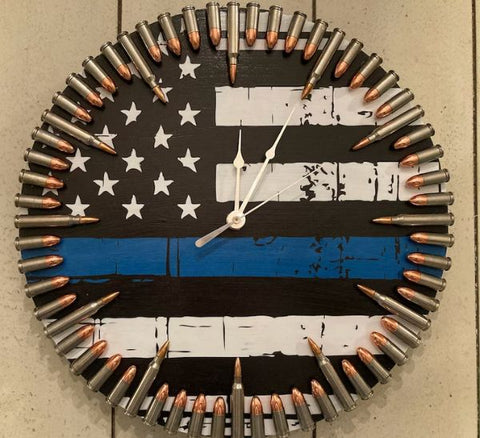 Thin Blue Line Bullet Clock