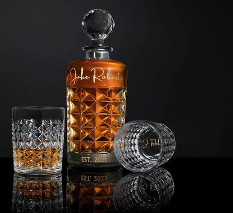 Heavy Glass Whiskey Decanter Set