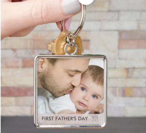Custom Dad and Baby Photo Keychain