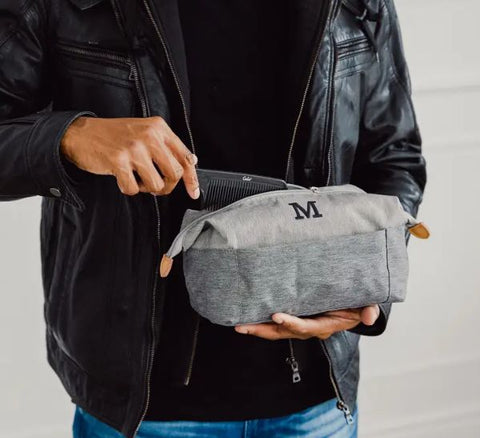 Monogrammed Slate Dopp Kit